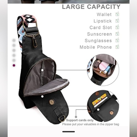 Women Chest Bag Sling Bag Small Crossbody Daypack Guitar Strap - Picture 8 of 12